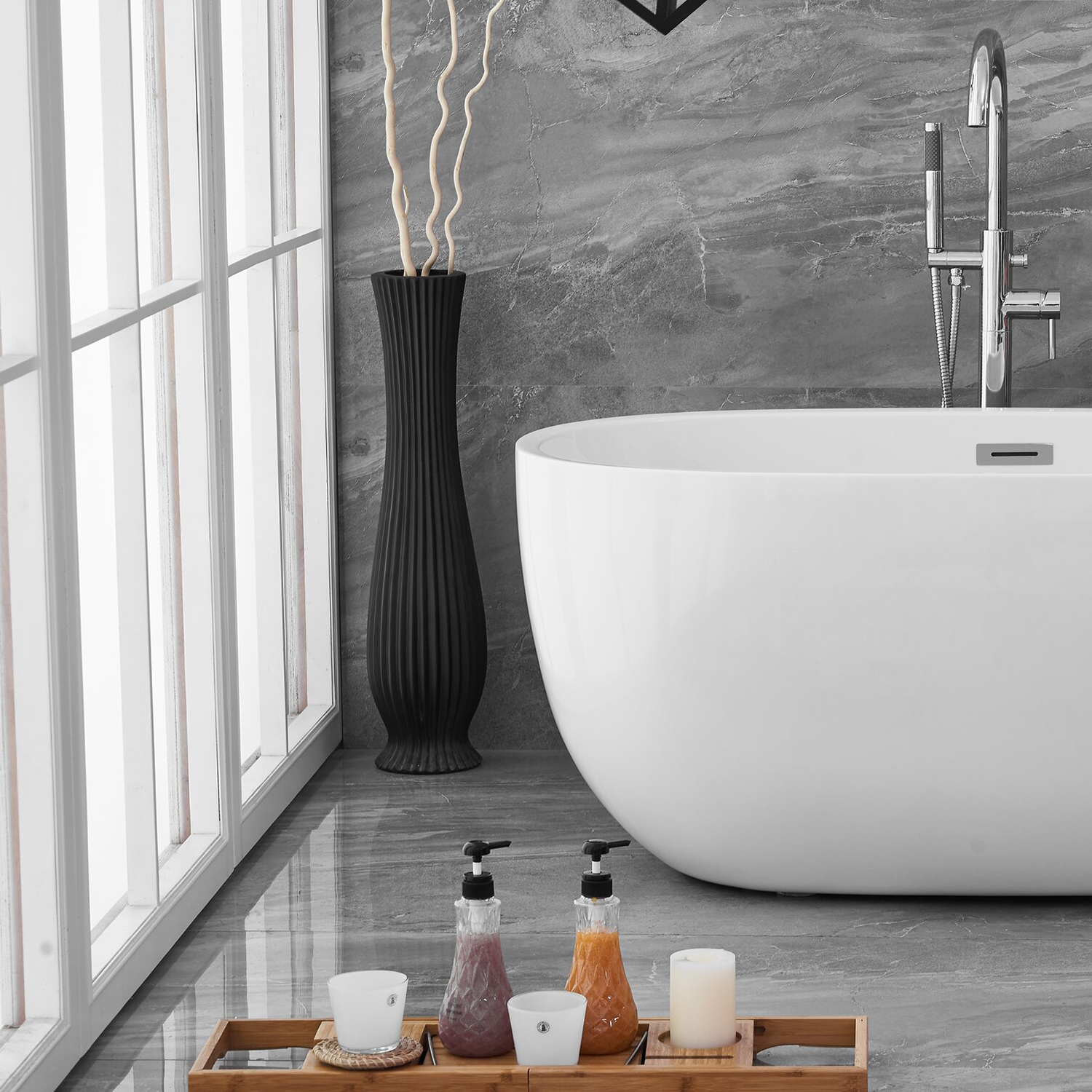 Popular style thin edge artificial stone bathtub acrylic solid surface freestanding bathroom tub for hotel