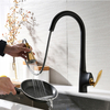Aquacubic Graceful Style Black & Chrome Kitchen Faucets with Utility Pull Out and Down Sprayer