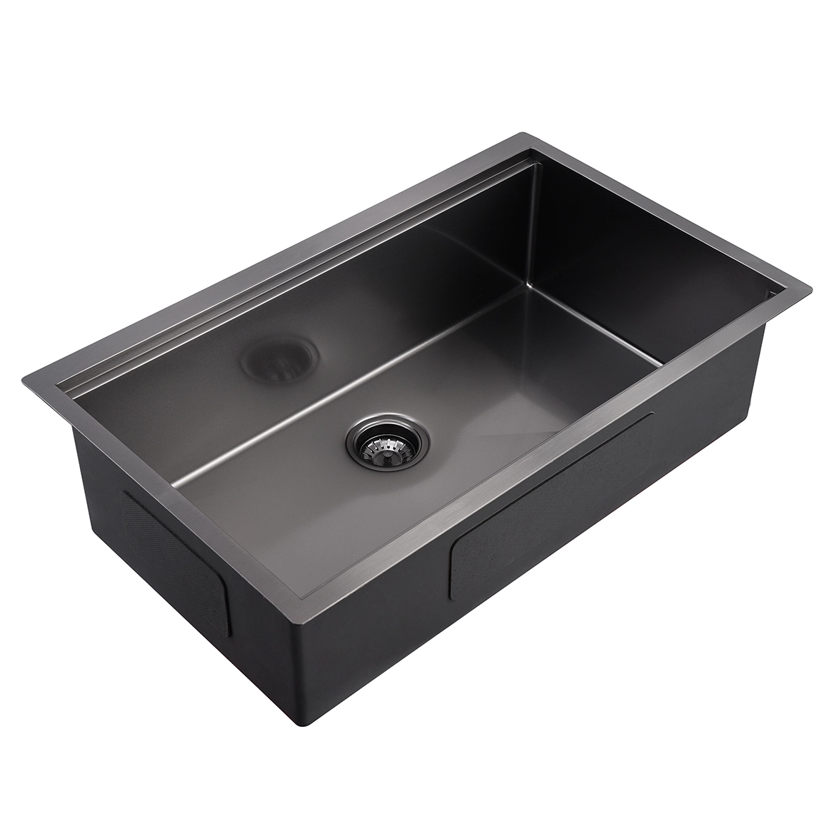 China factory 32 inch 304 Stainless Steel Handmade Undermount Gunmetal Black PVD Nano Kitchen Sink with Ledge
