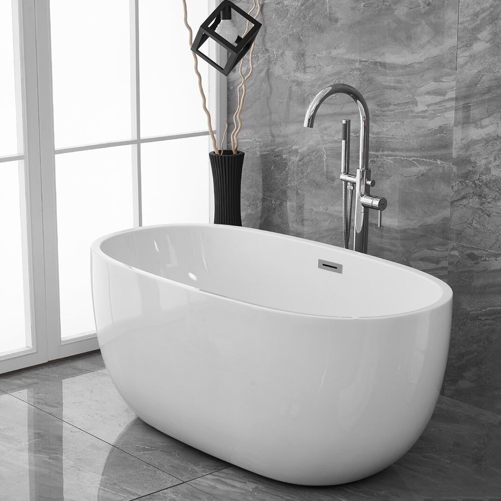 Popular style thin edge artificial stone bathtub acrylic solid surface freestanding bathroom tub for hotel