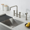 European Heritage Brushed Nickel Kitchen Sink 4 Hole double Handle Bridge Kitchen Faucet Brass with Side Sprayer