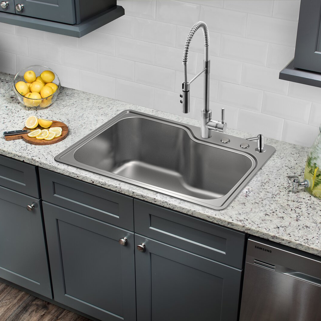 Top-mount Dual Mount Drop In Stainless Steel Rectangular Single Bowl Pressed Drawn Kitchen Sink