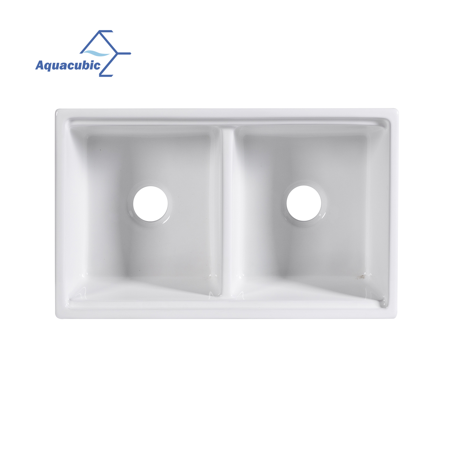 Aquacubic cUPC Certified Under Counter Ceramic Double Bowls For Work Station Kitchen Basin Sink