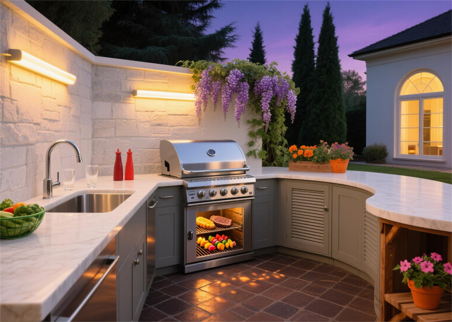 outdoor sink used in backyard BBQ island