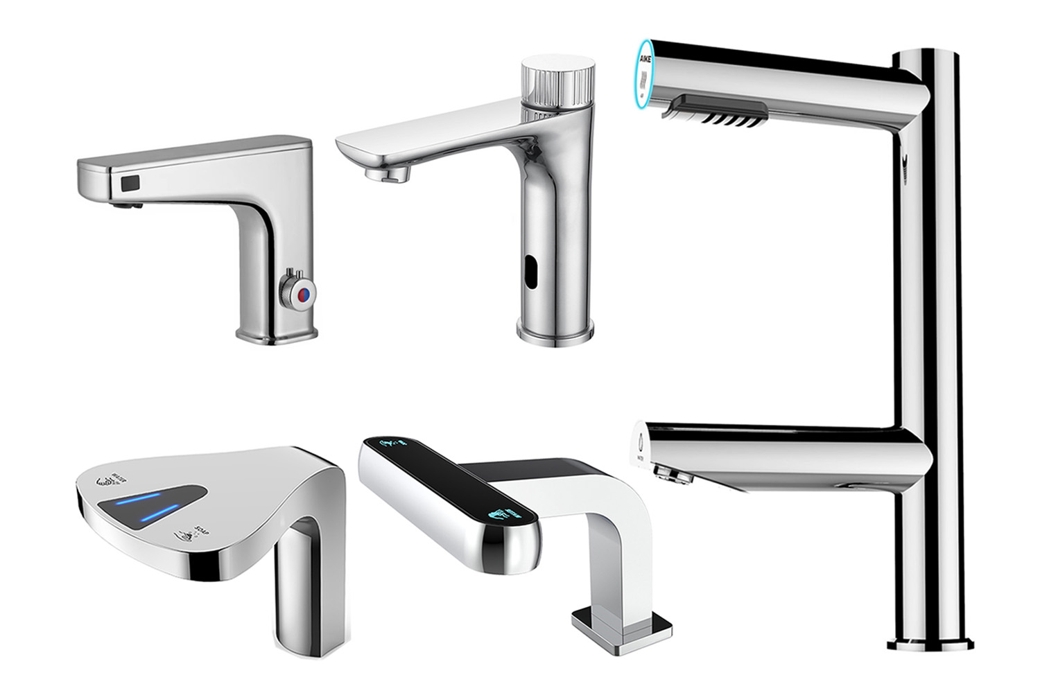 Chrome Touchless Sensor Faucets with Temperature Control Options Chrome Touchless Sensor Faucets with Temperature Control Options