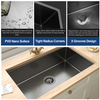 Factory Wholesale Modern 33''x19'' Matte Black Modern Undermount Nano Stainless Steel handmade Kitchen Sink with Strainer