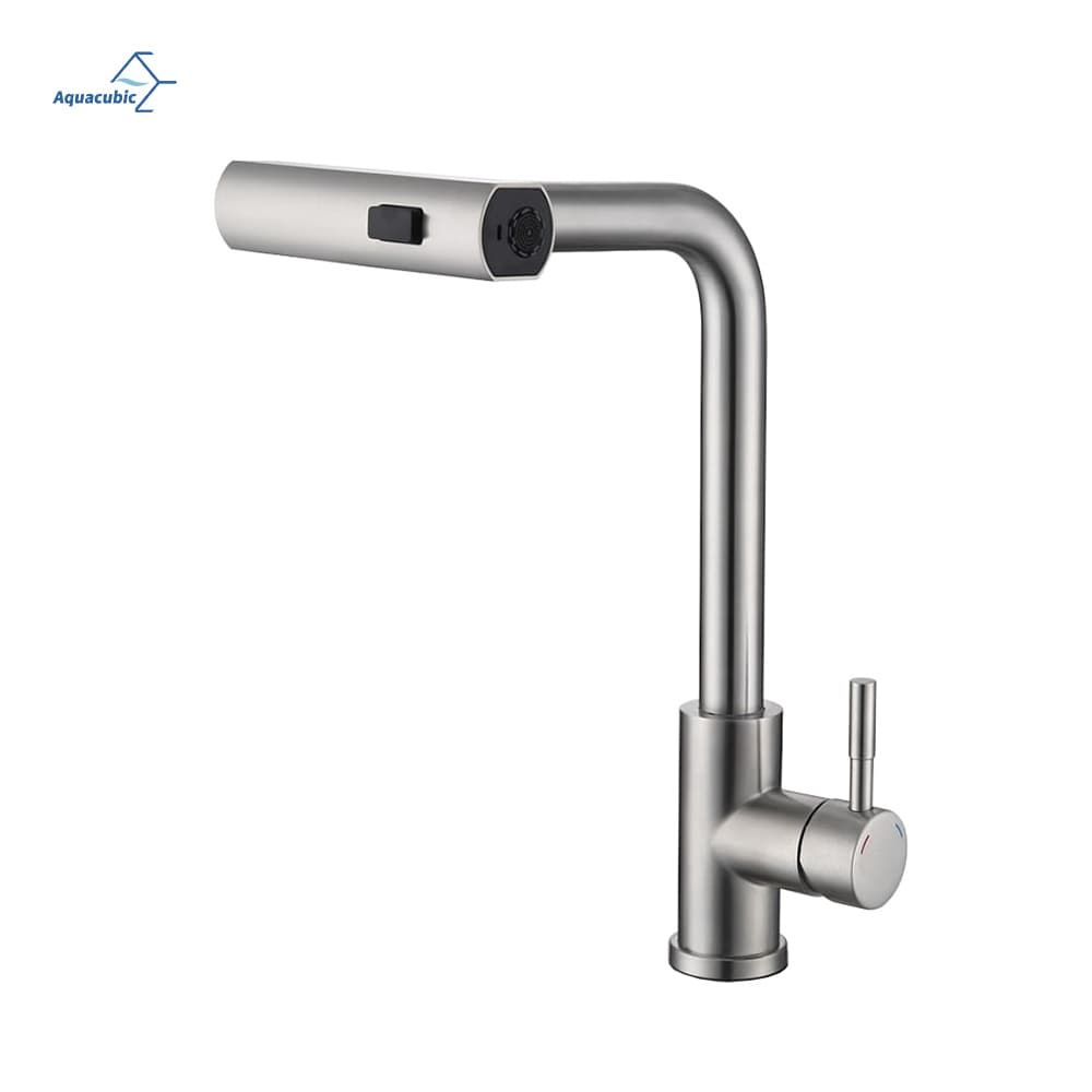 360° Swivel Stainless Steel Single Lever Handle Waterfall Kitchen Faucet with Pull Down Sprayer 360° Swivel Stainless Steel Single Lever Handle Waterfall Kitchen Faucet with Pull Down Sprayer