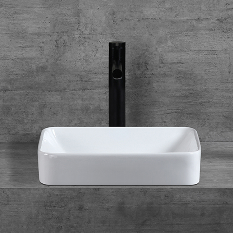 Modern Bathroom White Square Porcelain Ceramic Drop in Basin