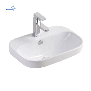 Porcelain Rectangular Bathroom Direct Supply Semi Recessed Sanitary Wash Basin