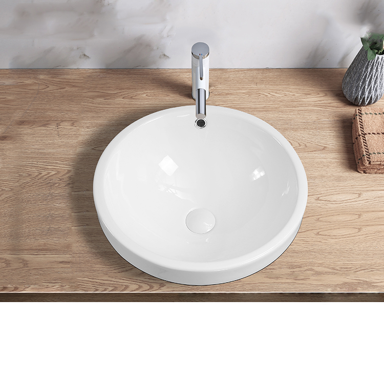 China suppliers Round Shape semi Inset Ceramic Hand Wash Basin