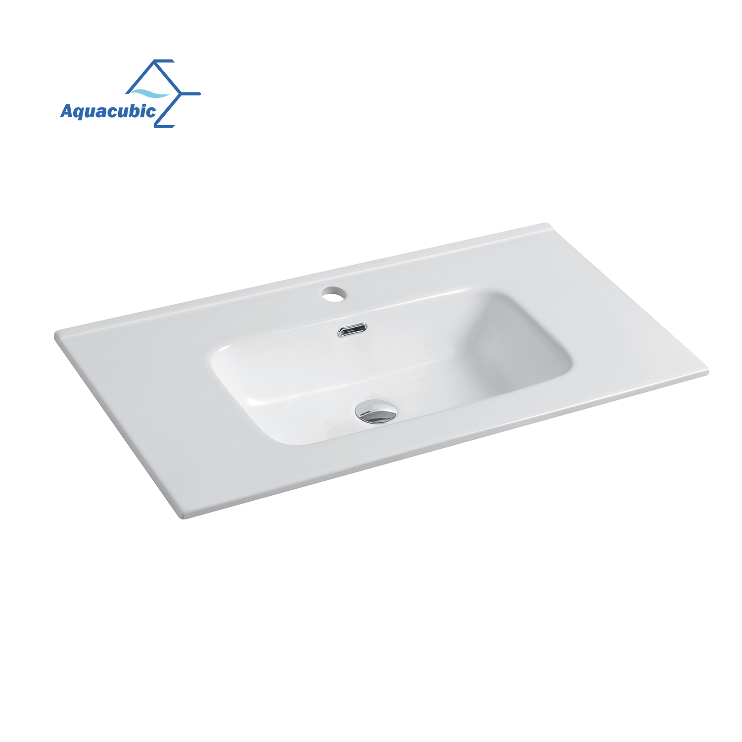 Aquacubic Drop-in Self-Rimming Rectangular Bathroom Double Bowl Vanity Top Sink in White