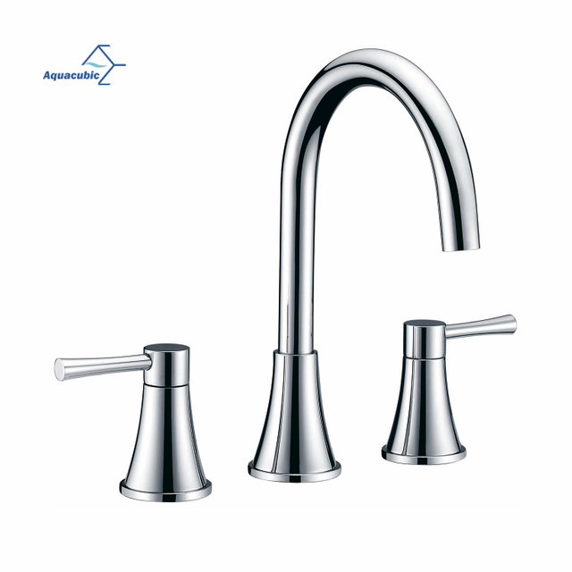 High-Ranking Brass Body Faucets Mixers Taps, Double Handle polished Chrome Bathroom sink Faucet
