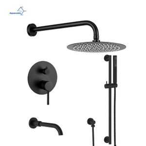 Aquacubic Black Shower Faucet Shower System with Handheld Shower head
