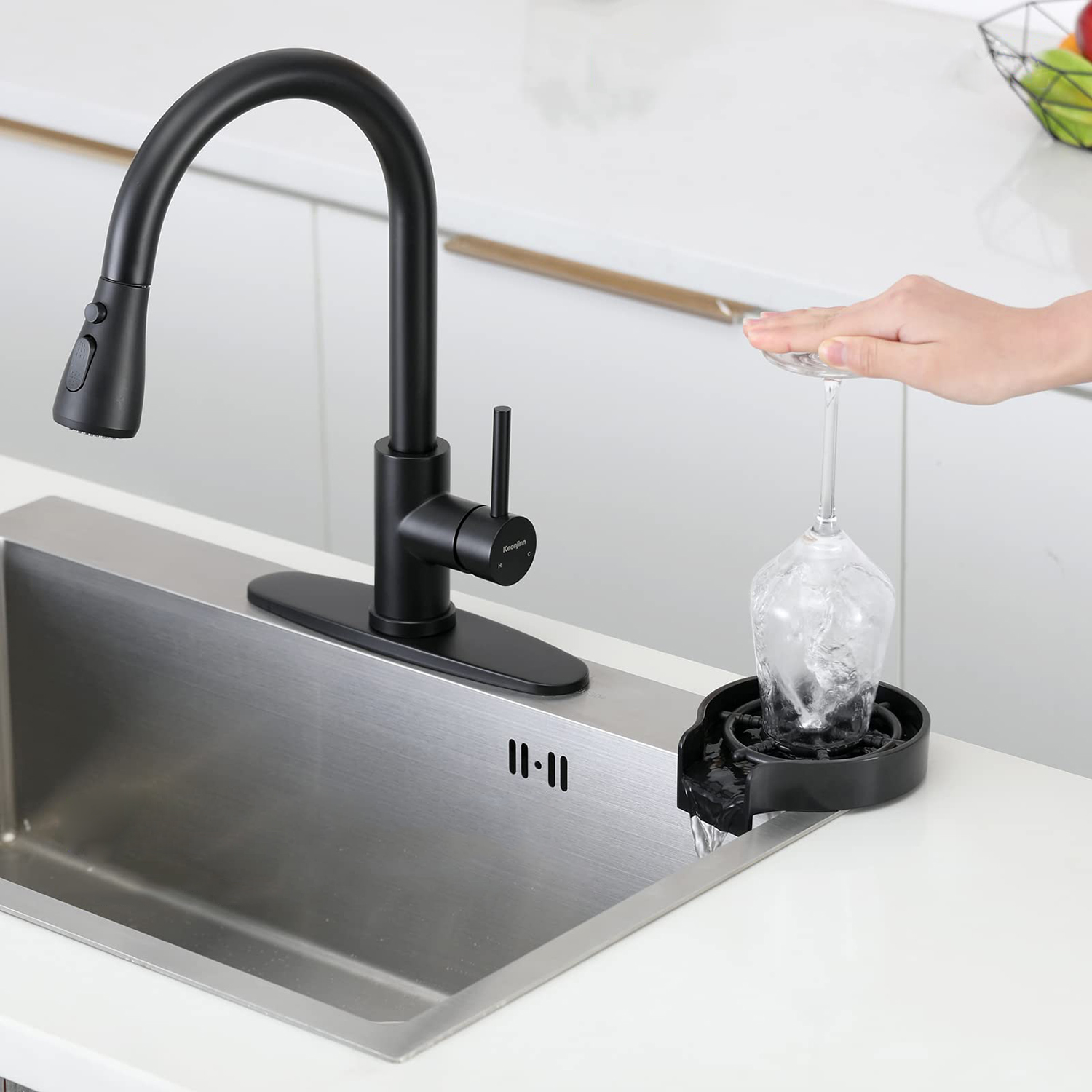 Aquacubic Accessories Supplier Quick Bar Glass Rinser ABS Kitchen Sink Automatic Flushing Device