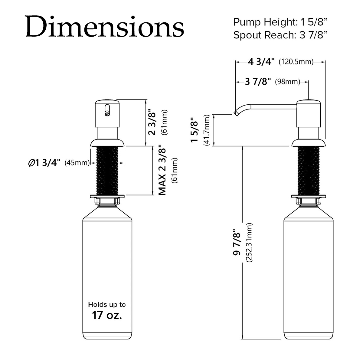 Aquacubic Chrome Kitchen Sink Soap Dispenser and Lotion Dispenser Built in Design Sink Soap Dispenser