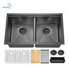 American cupc 304 Stainless Steel workstation Double Bowl handmade Kitchen Sink with Ledge