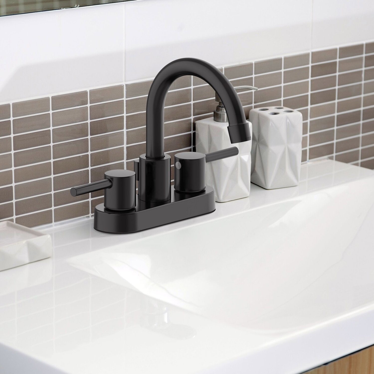 Aquacubic Chrome Surface Double Handle 8" widespread Bathroom Wash Basin Faucet