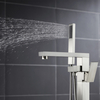 Aquacubic Square Black Bathtub Shower Faucet Free Standing Bath Spout Faucet Floor Mount Hot Cold Tub Mixers