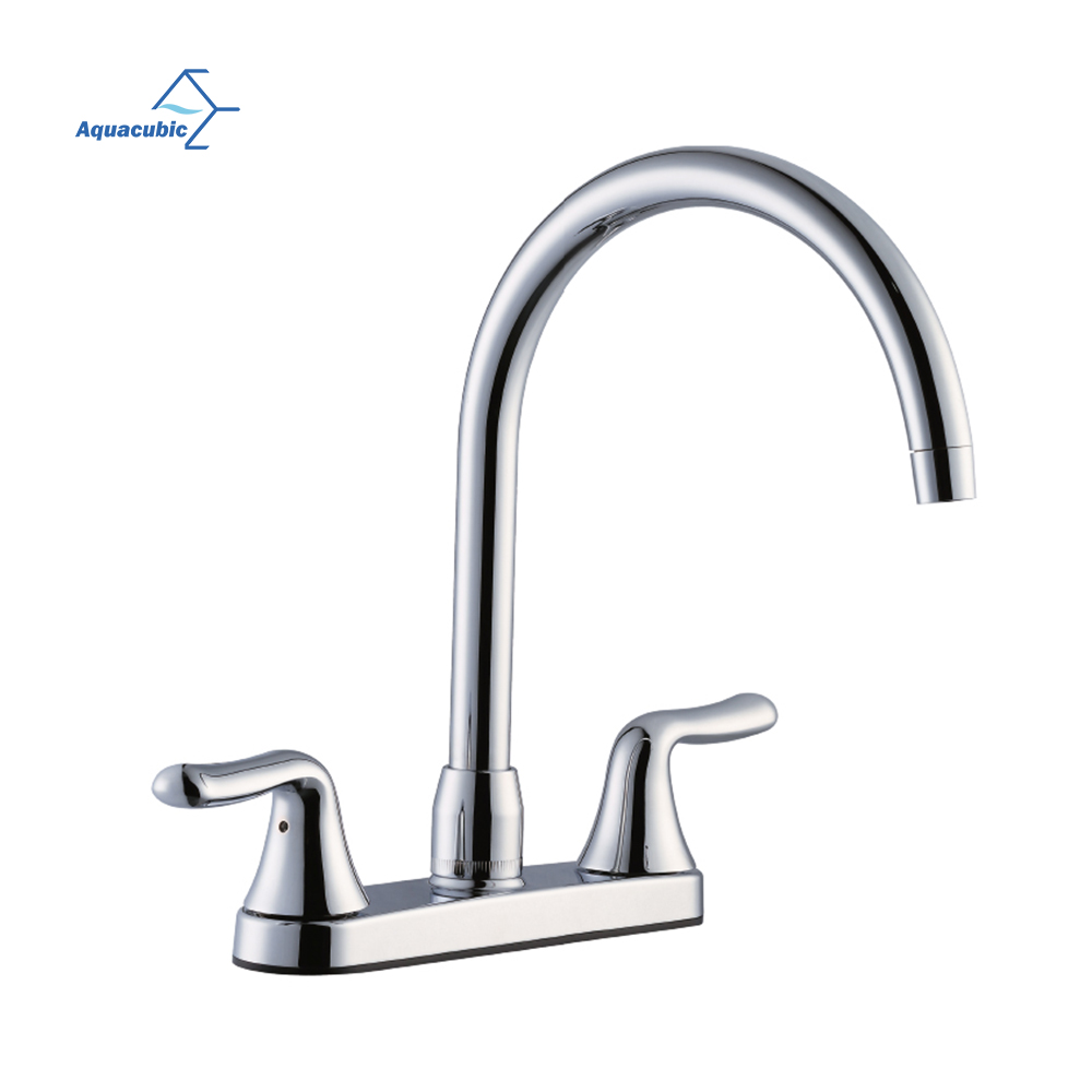 Two Handle Kitchen Faucet with Sprayer,High Arch 360 Swivel Kitchen Faucet Side Sprayer for Sink 3 Hole 4 Hole