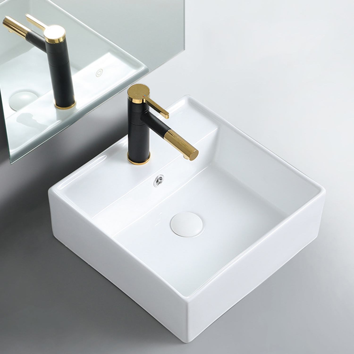 Sqaure Countertop Vanity Table Top Bathroom Cabinet Ceramic Sink