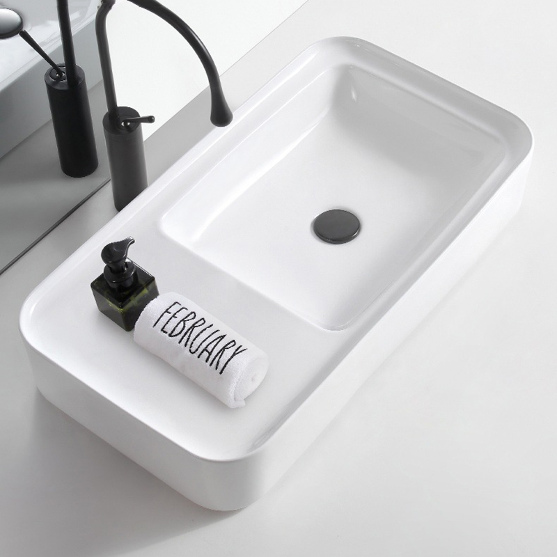 Custom Special Shape White Bathroom Vessel Sinks Above Porcelain Countertop Ceramic Art Wash Basin