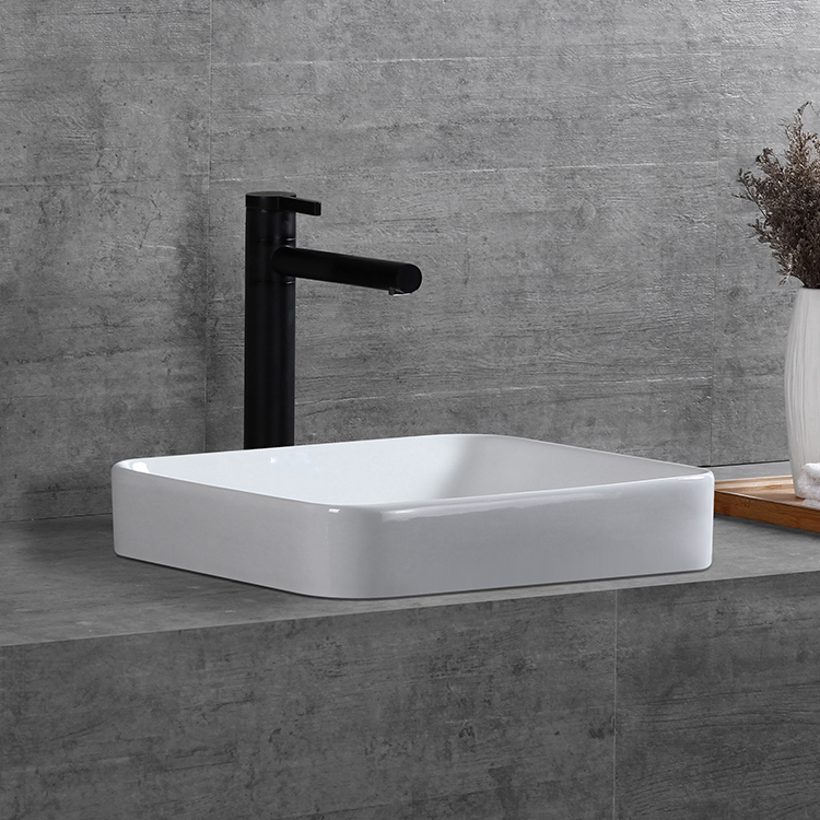 Modern Bathroom White Square Porcelain Ceramic Drop in Basin