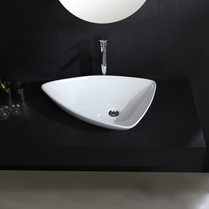 Popular Modern Design Hotel Sanitary Ware Ceramic Washbasin Bathroom Triangle Hand Wash Art Basin Sink