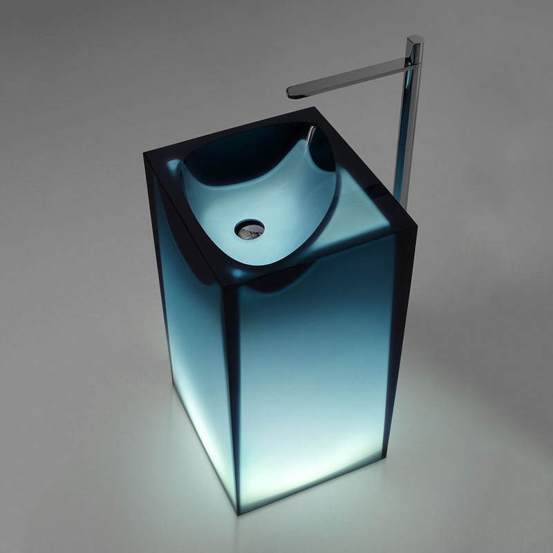 Pedestal sink solid surface hand wash basin resin floor standing washbasin