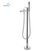 Freestanding Bathtub Faucet Tub Filler Chrome Floor Mount Bathroom Faucets Brass Single Handle with Hand Shower