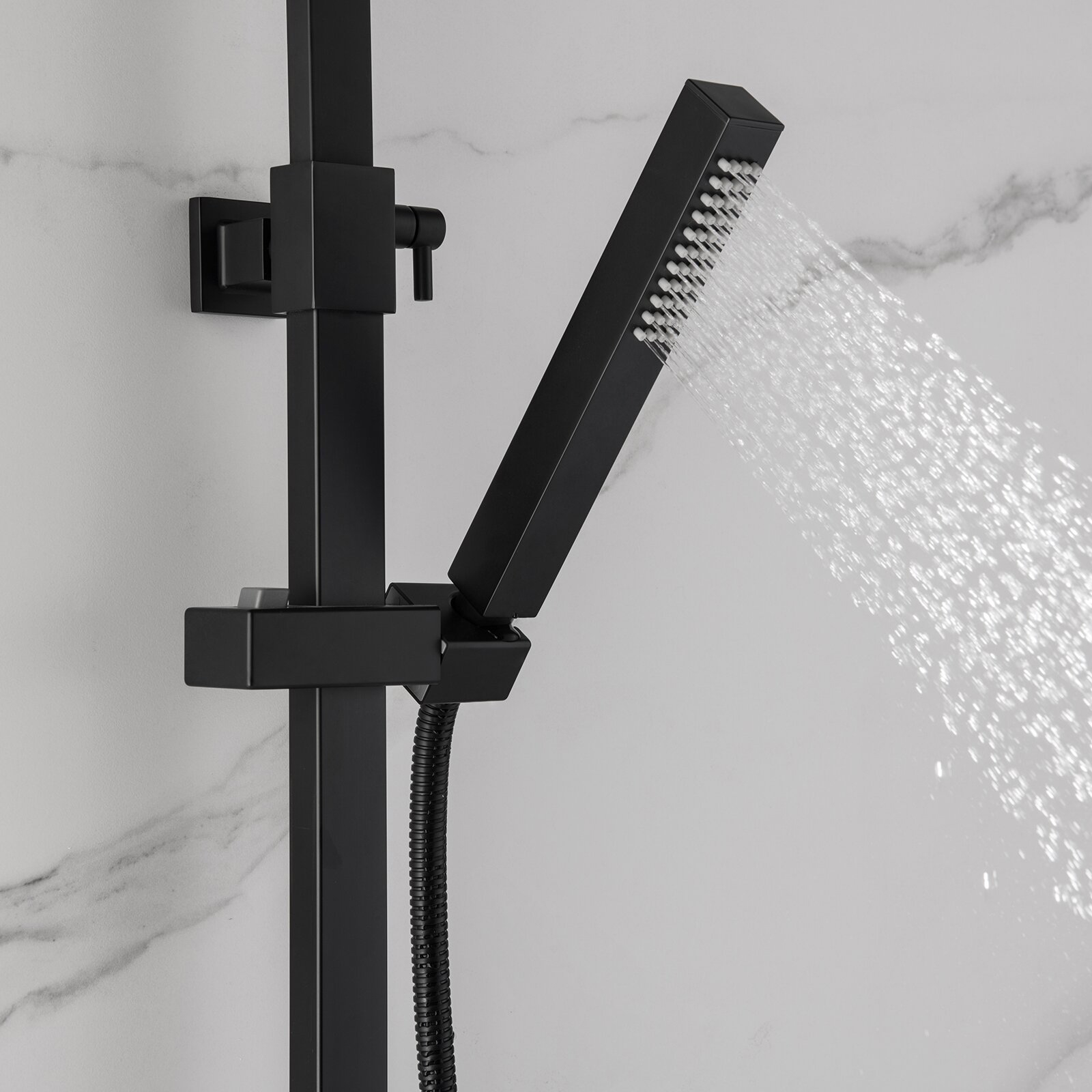 Aquacubic Lead-free rainfall Bathroom Shower Faucet Exposed Pipe Shower System With hand shower