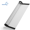 Dish Drying Rack 17.6" x 16", Over Sink Roll Up Large Dish Drainers Rack, Multipurpose Foldable Kitchen Sink Rack Mat Stainless Steel with Silicone Rims 