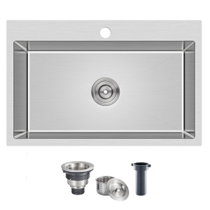 Stainless Steel Handmade Topmount Kitchen Sink with Faucet 