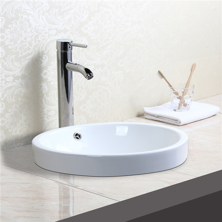 China suppliers Round Shape semi Inset Ceramic Hand Wash Basin