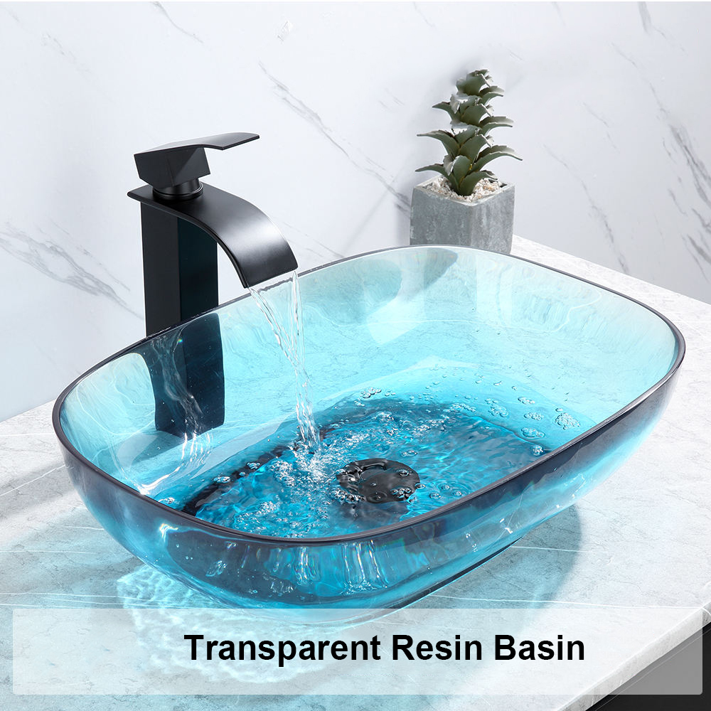 Colored washbasin household bathroom cabinet hotel homestay transparent resin tabletop basin Sink