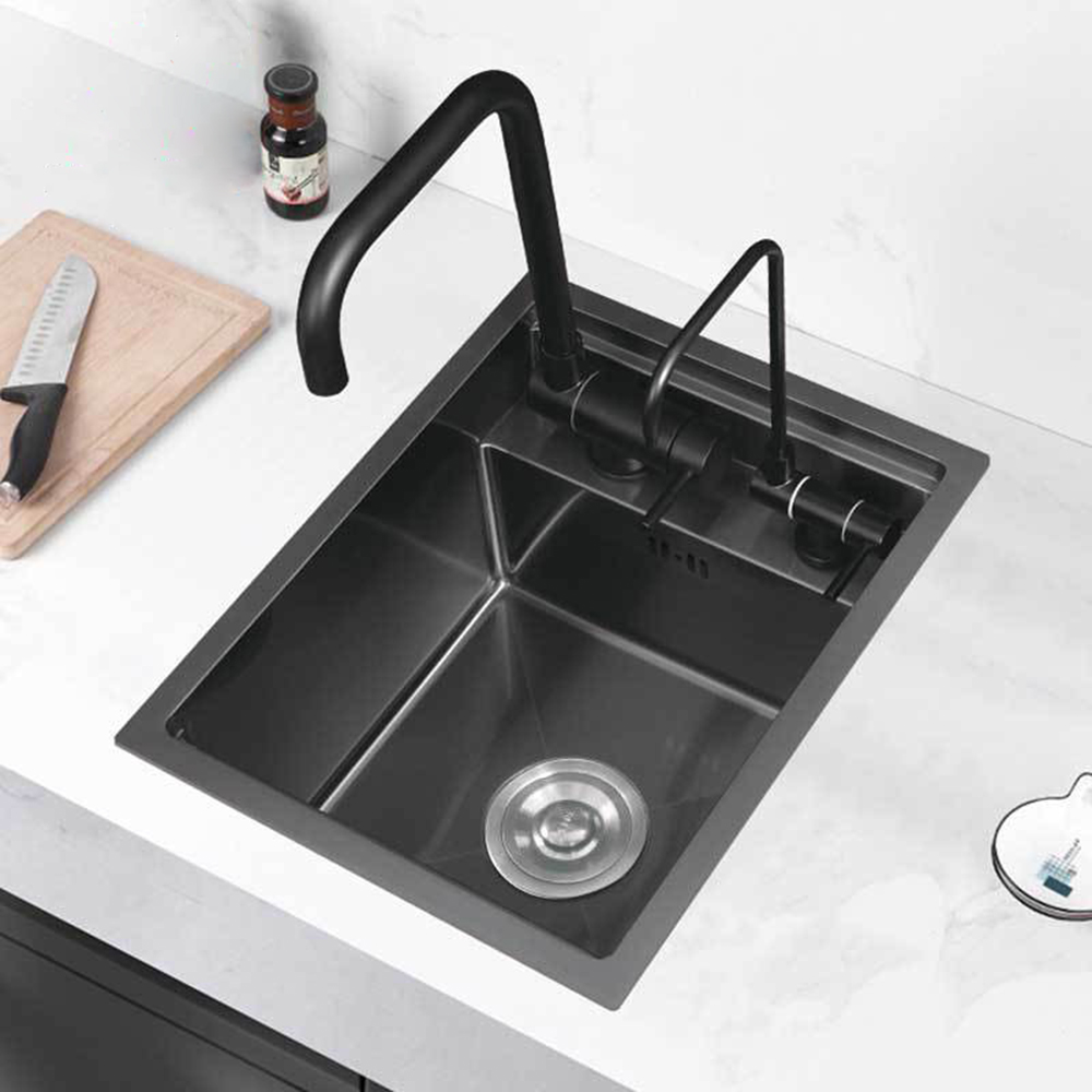 Modern Design Hidden PVD Black Concealed Kitchen Sink Single Bar Small ...