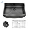 Aquacubic Gunmetal Black PVD nano Apron Front Single Bowl 16 Guage 304 Stainless Steel Farmhouse Kitchen Sink