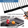 Dish Drying Rack 17.6" x 16", Over Sink Roll Up Large Dish Drainers Rack, Multipurpose Foldable Kitchen Sink Rack Mat Stainless Steel with Silicone Rims 