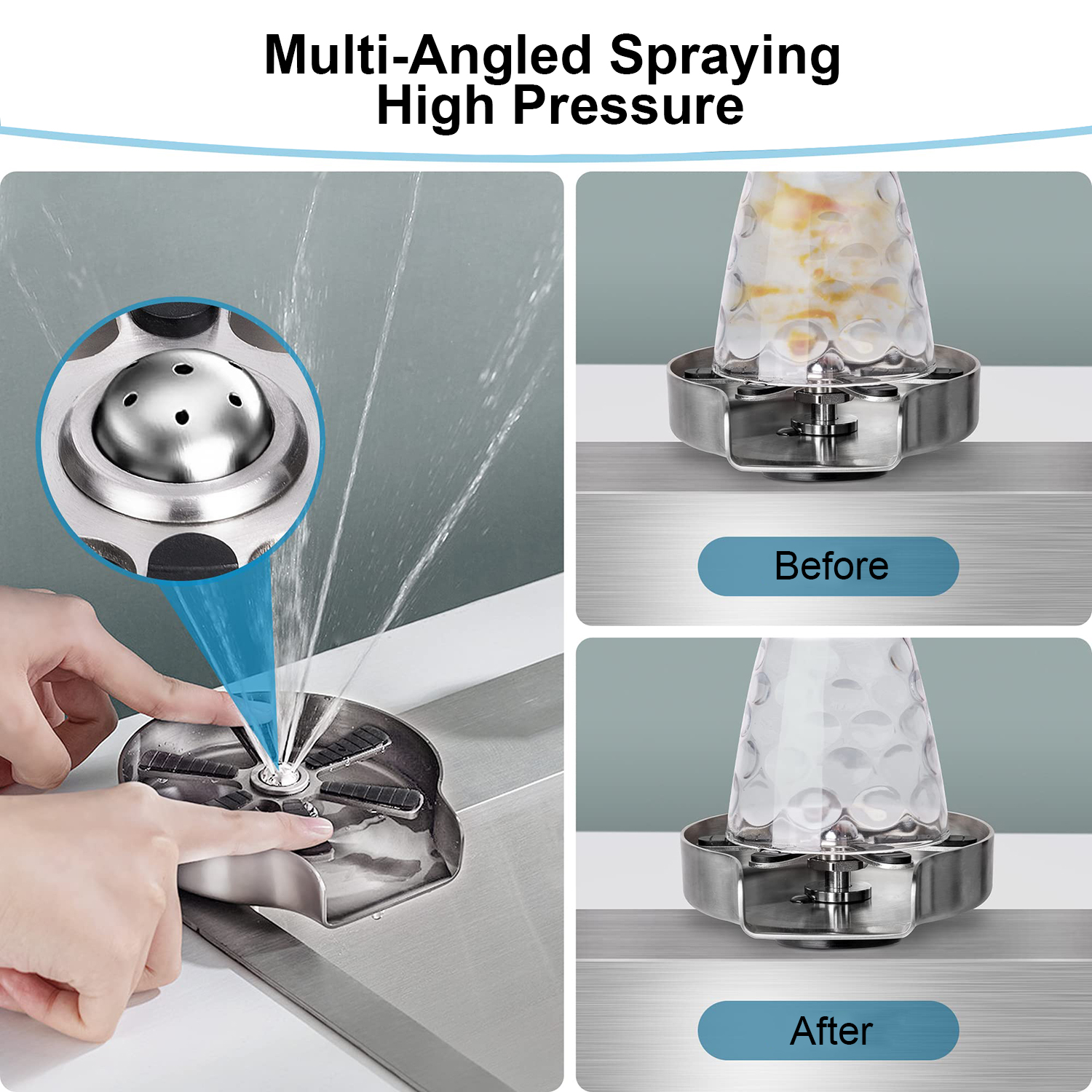 High-quality 304 stainless steel glass rinser Silver cup rinser for sink Stainless Steel Kitchen Faucet Sink Accessories, Baby Bottle Washer