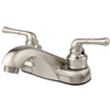 Modern Brushed Low Arc Centerset 2 Handle Bathroom Basin Faucet