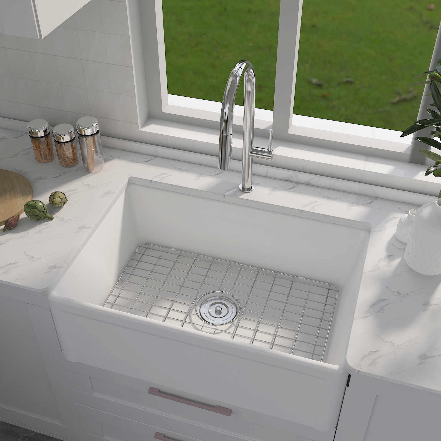 Sinks Protector for Kitchen Sink Stainless Steel Rear Drain Single Bowl Protective Bottom Grid