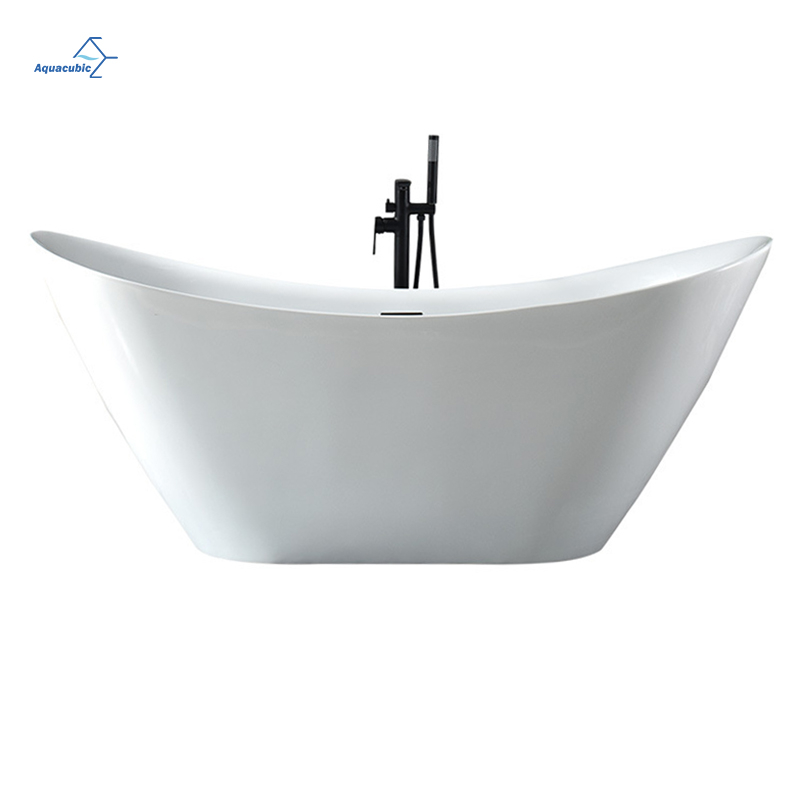 Easy Repair 1700 mm Apartment Hotel Crescent Shaped Pure Acrylic Solid Surface Freestanding Bathtub