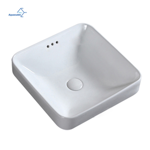 Modern Bathroom White Square Porcelain Ceramic Drop in Basin