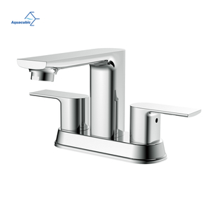 Aquacubic Two Handle Widespread Bathroom Faucet with CUPC water lines and metal pop up drain with overflow