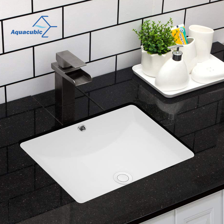 Rectangular Undermount Lavatory Wash Basin Ceramic Free Spare Parts bathroom Sinks