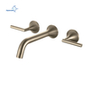 Contemporary Dual Handles Basin Set in Wall Mounted Brass Bathroom Faucet Mixer
