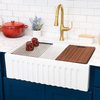 Aquacubic Cheap Apron front installation White Ceramic 33 inch Single Bowl Workstation Apron Kitchen Sink