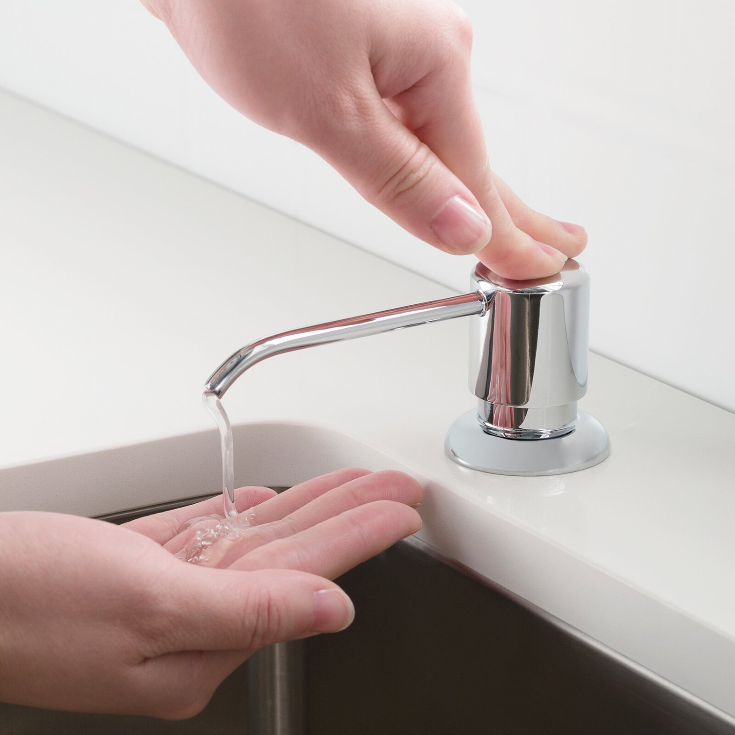 Aquacubic Chrome Kitchen Sink Soap Dispenser and Lotion Dispenser Built in Design Sink Soap Dispenser