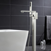Aquacubic Square Black Bathtub Shower Faucet Free Standing Bath Spout Faucet Floor Mount Hot Cold Tub Mixers