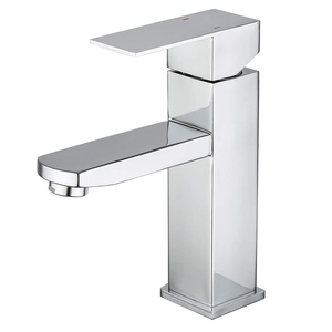 Simple Single Hole Countertop Mount Chrome Plated Square Bathroom Faucet 304 Stainless Steel Basin Faucet