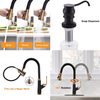 Aquacubic cUPC Solid Lead Free Brass Body Gold and Black Pull Down Kitchen Faucet